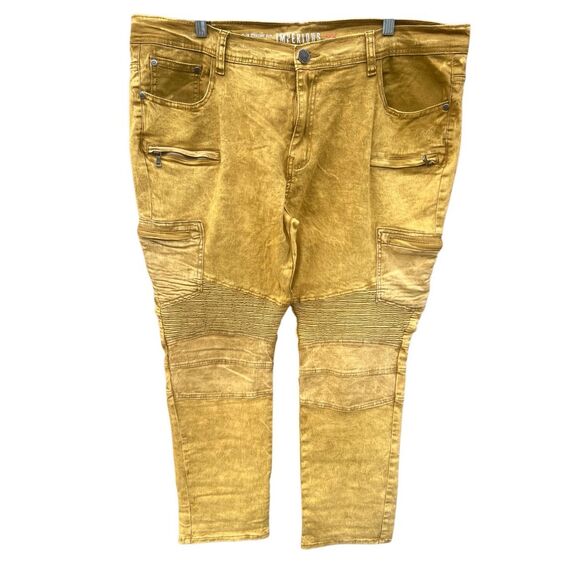 Imperious Men’s Slim Straight Stacked Jeans Sz 40/30 Gold - Picture 1 of 6